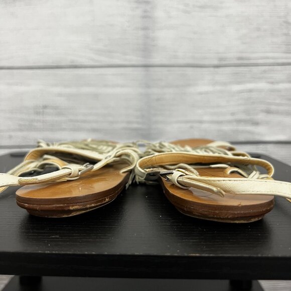 J. Crew White Leather Fringe Sandals, Size 6.5 - Picture 4 of 4